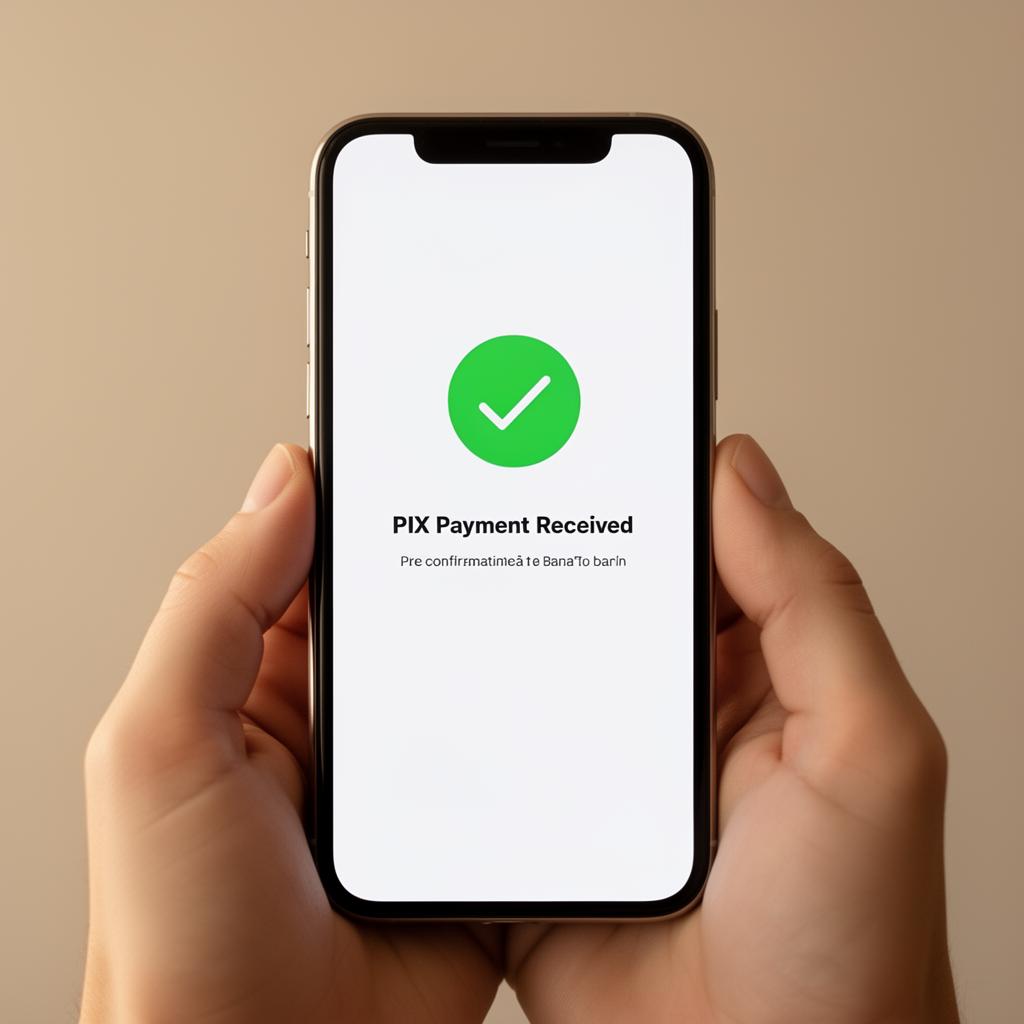 Celular mostrando comprovante de PIX recebido